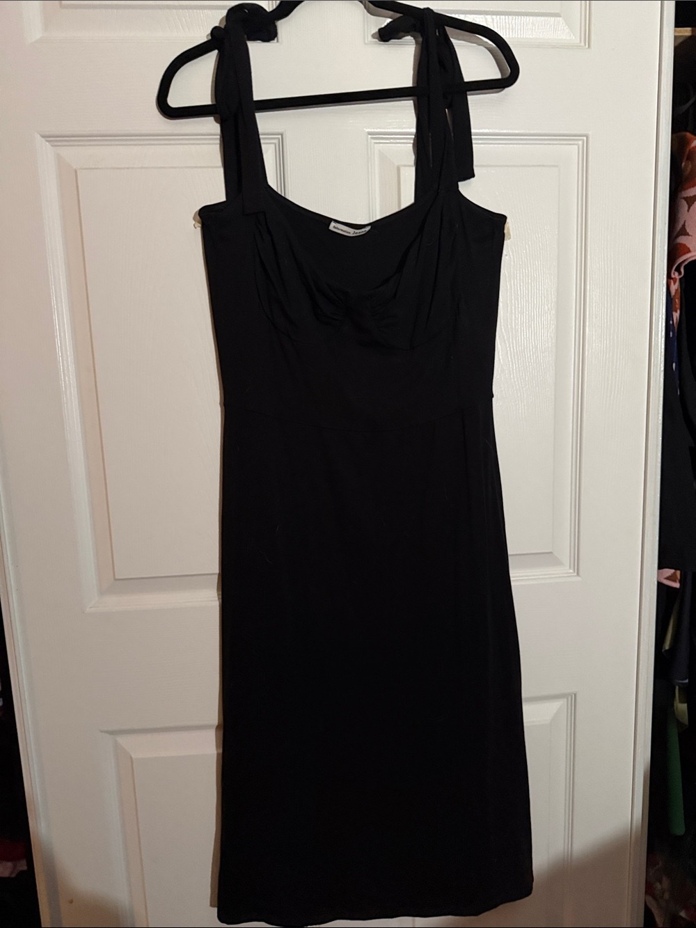 Reformation Black Sleeveless Midi Dress with Tie Straps